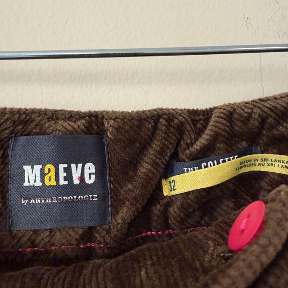 Anthropologie x Maeve The Colette Cropped Wide-Leg Corduroy Pants Moss Size 32 - Picture 5 of 9